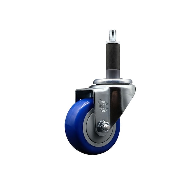 3'' Blue Poly Wheel Swivel 1'' Expanding Stem Caster